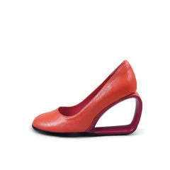 JadyRose | Open Triangle-Heel Leather Pump - Orange