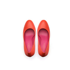 JadyRose | Open Triangle-Heel Leather Pump - Orange