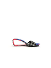 JadyRose | Open Twisted-Heel Leather Slide Sandal - Blue Dot