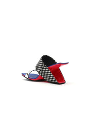 JadyRose | Signature Open-Heel Leather Slide Sandal - Blue Polka Dot