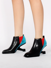 JadyRose | Blue Red Contrast Elevator Heel Ankle Boot