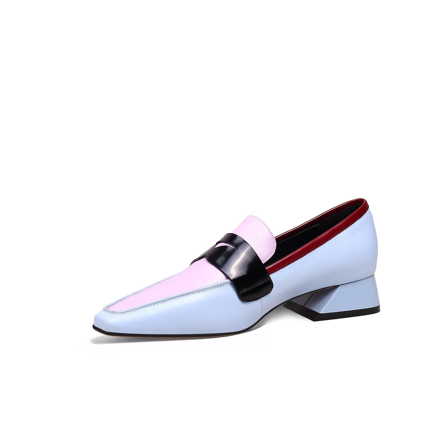 JadyRose | Trapezoid Block Heel Princess Kate Leather Loafer