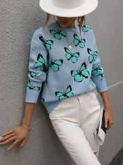 BUTTERFLY KNIT TOP - BLUE