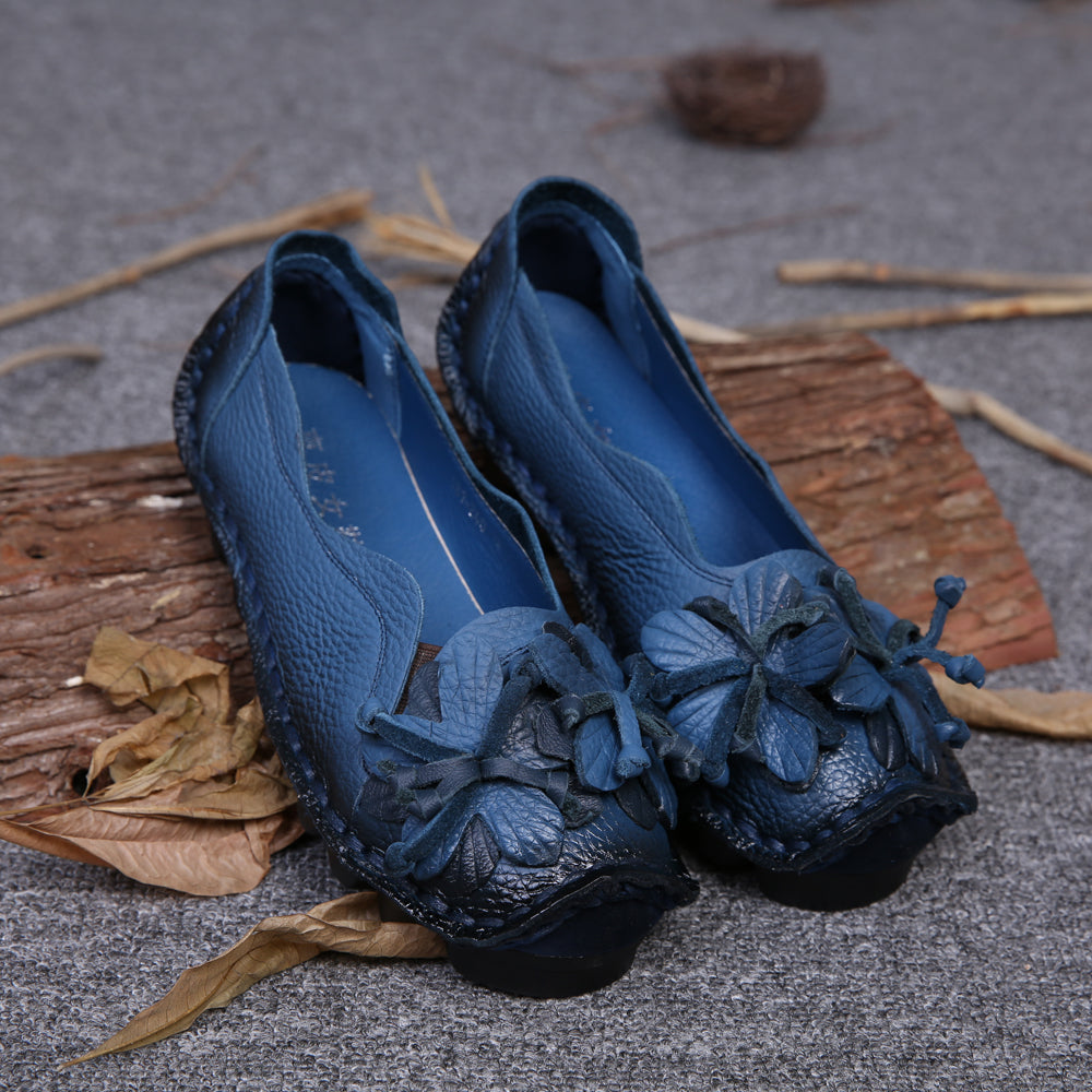 Rumour Has It | Perforated Flower Deco Head Leather Flats