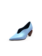 JadyRose | Scalloped Edges-Curve Shaped Leather Pumps - Blue