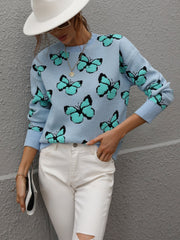 BUTTERFLY KNIT TOP - BLUE