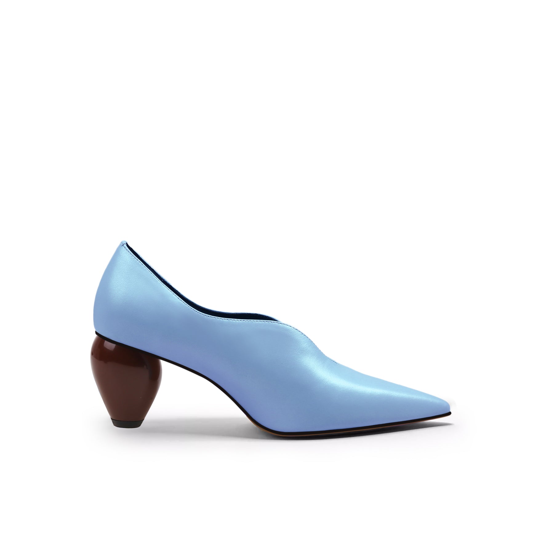 JadyRose | Scalloped Edges-Curve Shaped Leather Pumps - Blue