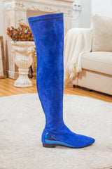 JADY ROSE | BLACK OVER KNEE KNIT SHAFT BOOT SAPPHIRE BLUE