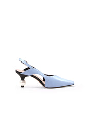 JadyRose | Pearl Kitten Heel Leather Slingback Blue