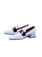 JadyRose | Trapezoid Block Heel Princess Kate Leather Loafer