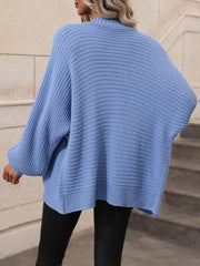 BUTTON UP OVERSIZED KNIT CARDIGAN - BLUE