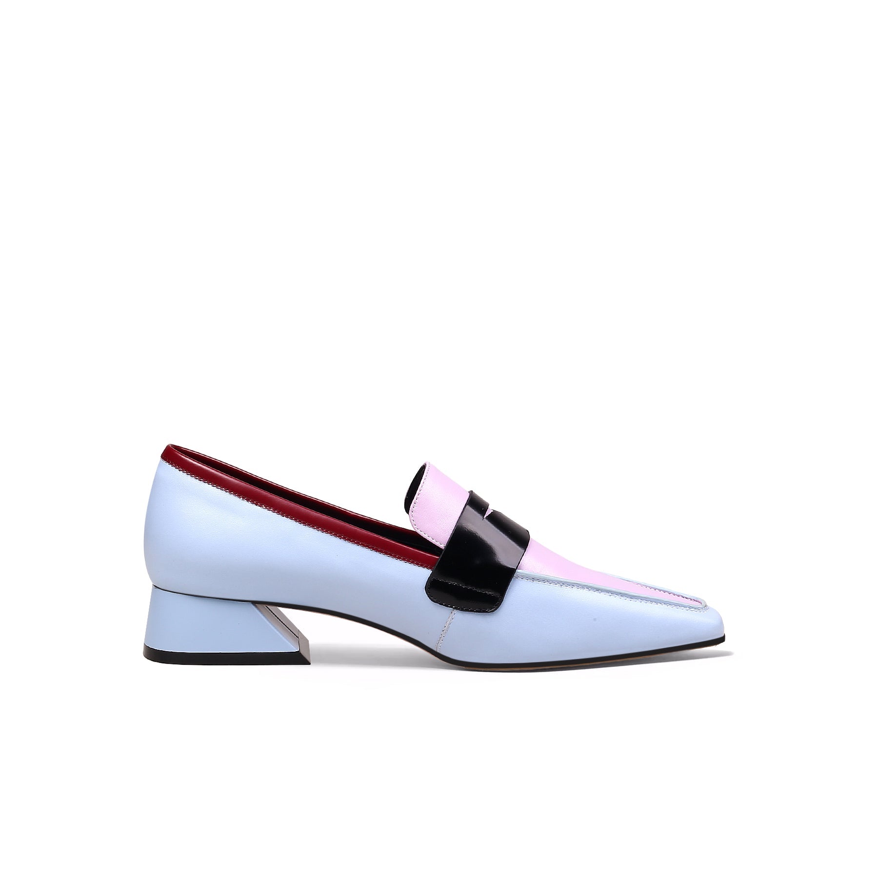 JadyRose | Trapezoid Block Heel Princess Kate Leather Loafer