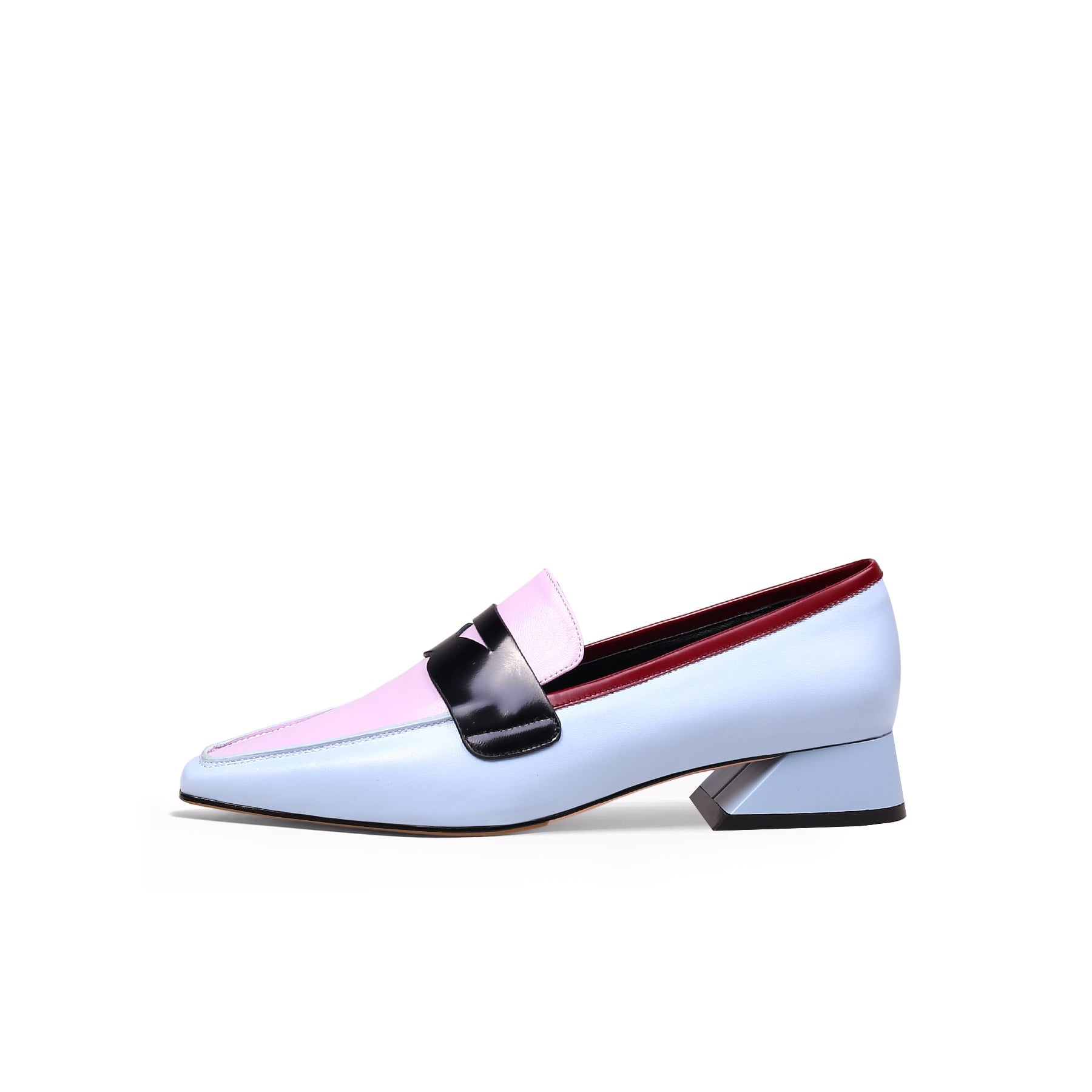 JadyRose | Trapezoid Block Heel Princess Kate Leather Loafer