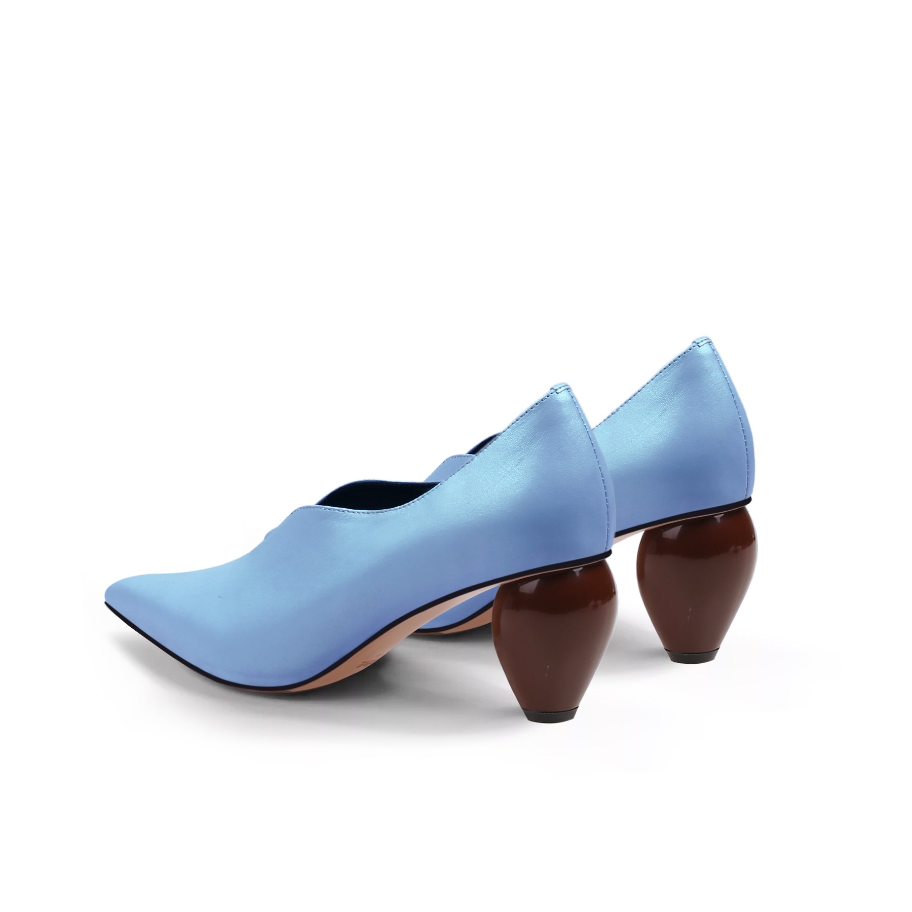 JadyRose | Scalloped Edges-Curve Shaped Leather Pumps - Blue