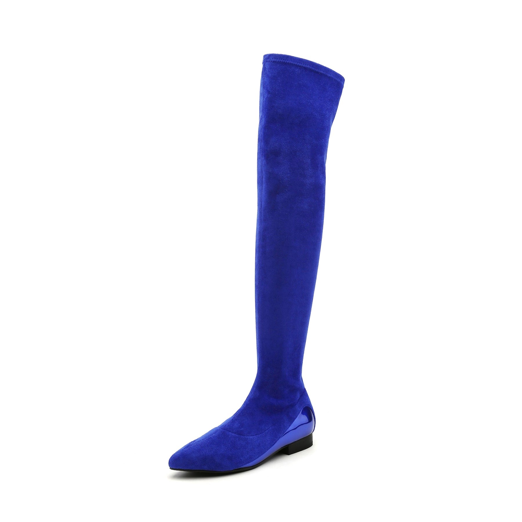 JADY ROSE | BLACK OVER KNEE KNIT SHAFT BOOT SAPPHIRE BLUE