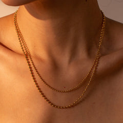 Bold Sphere - Layered Ball Chain Necklace