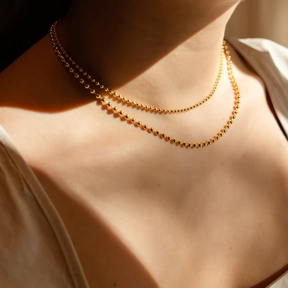 Bold Sphere - Layered Ball Chain Necklace