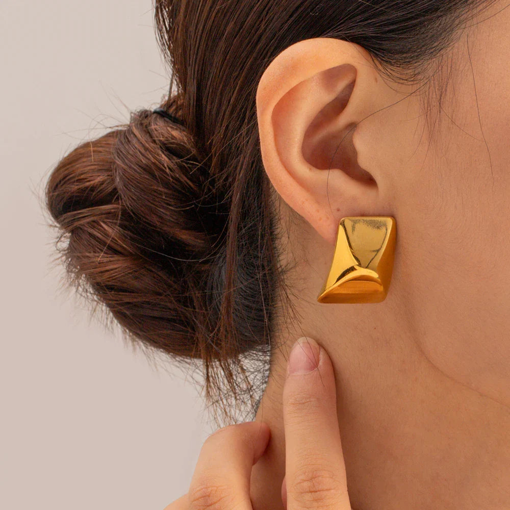 Bold Wave - Sculpted Gold Earrings