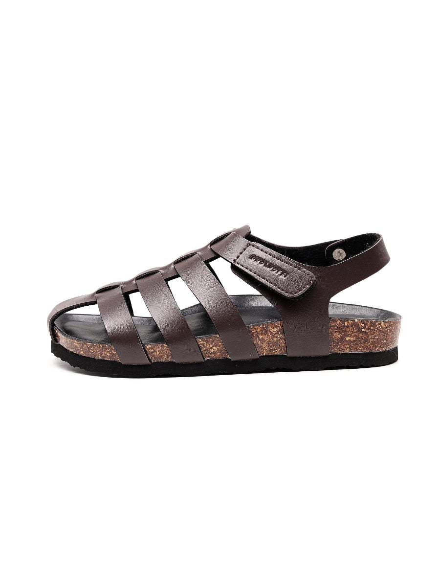 Maibulun | Brown Cut Out Strap Slingback Sandals