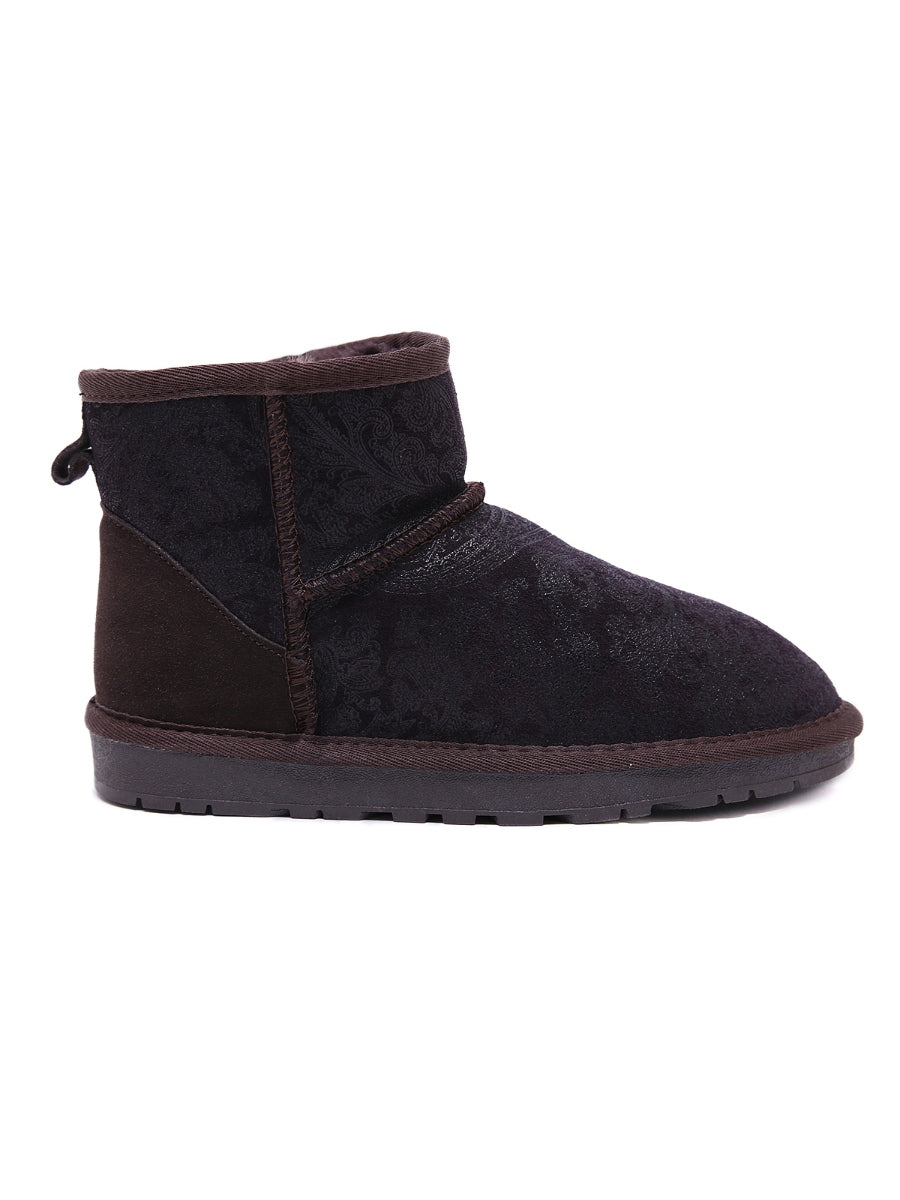 SMAIBULUN Ugg | Embroidered Faux Fur-Lined Leather Suede Boot