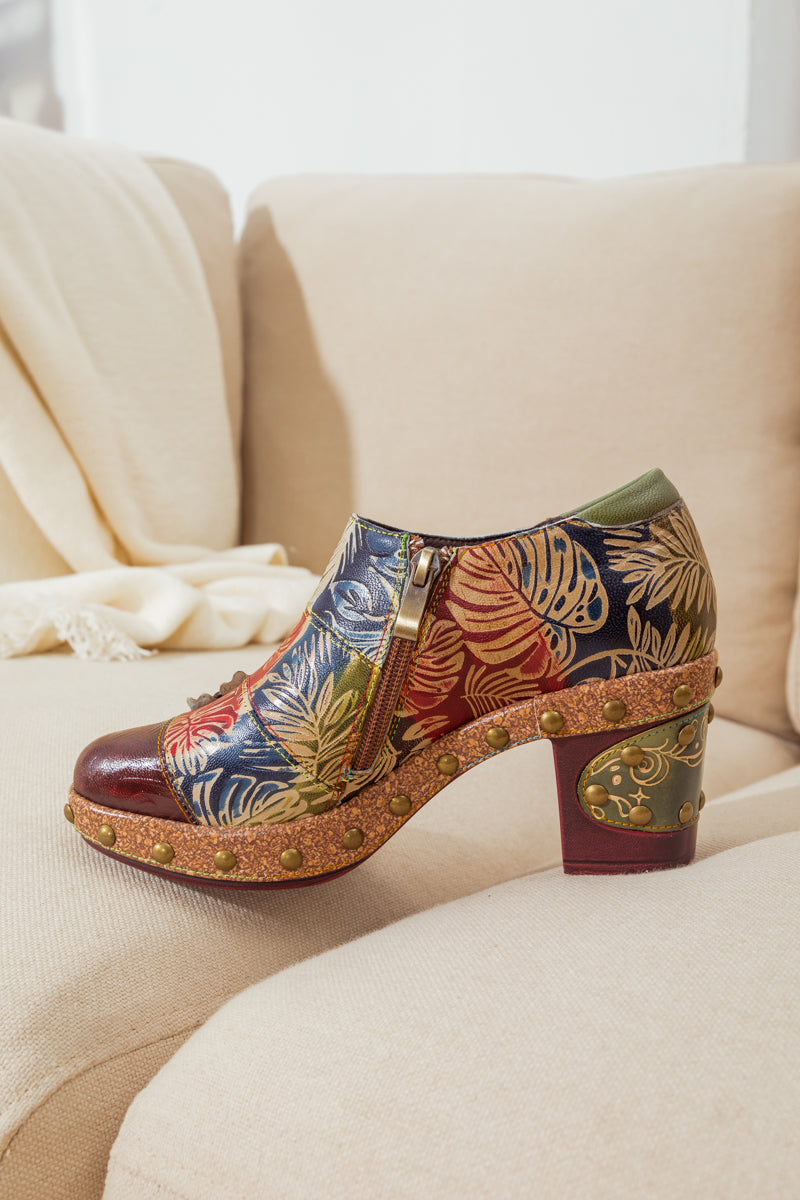 SOFFIA | FLORAL APPLIQUED LEATHER LOAFER