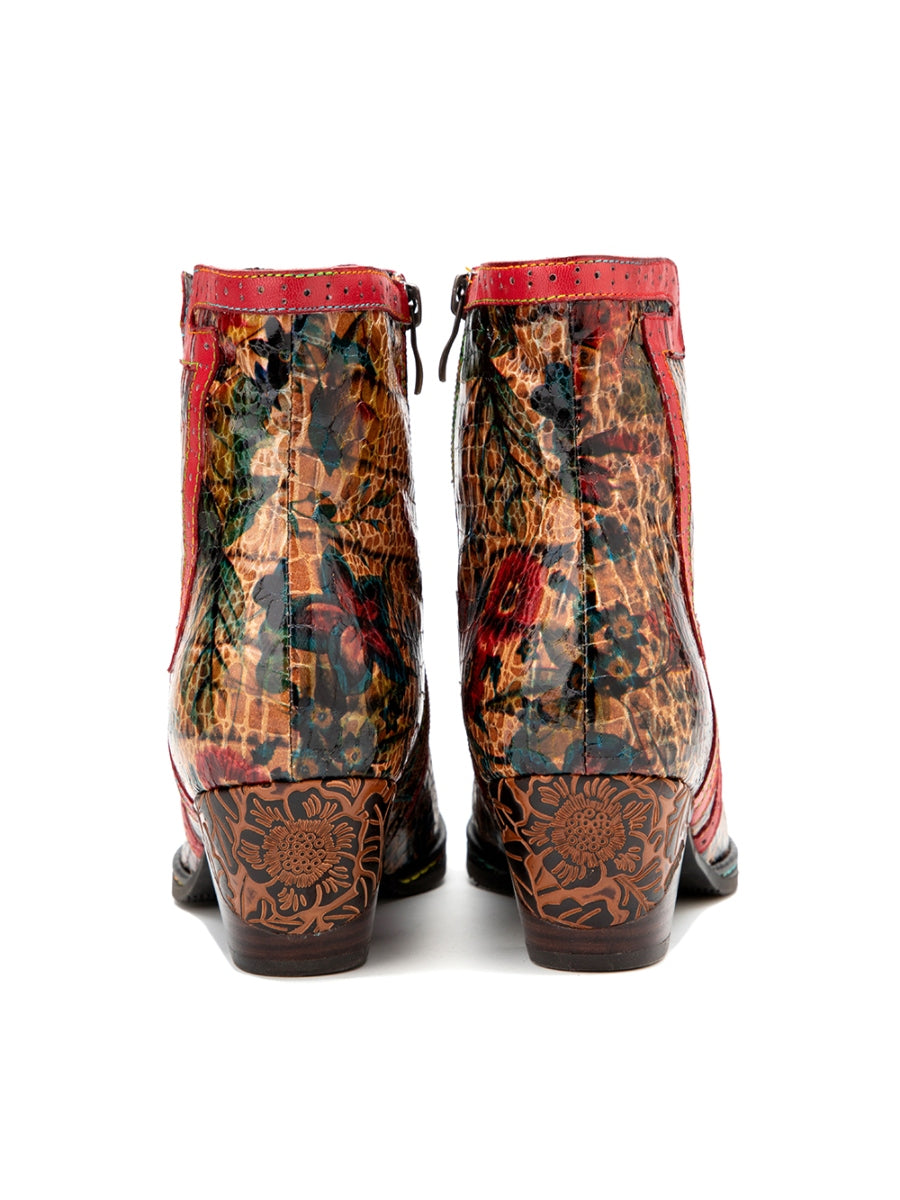 SOFFIA | Terracotta Warriors Vintage Genuine Leather Mid Heel Ankle Boots