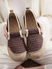 Cactus Rose | Gypsophila Print Linen Brown Espadrilles