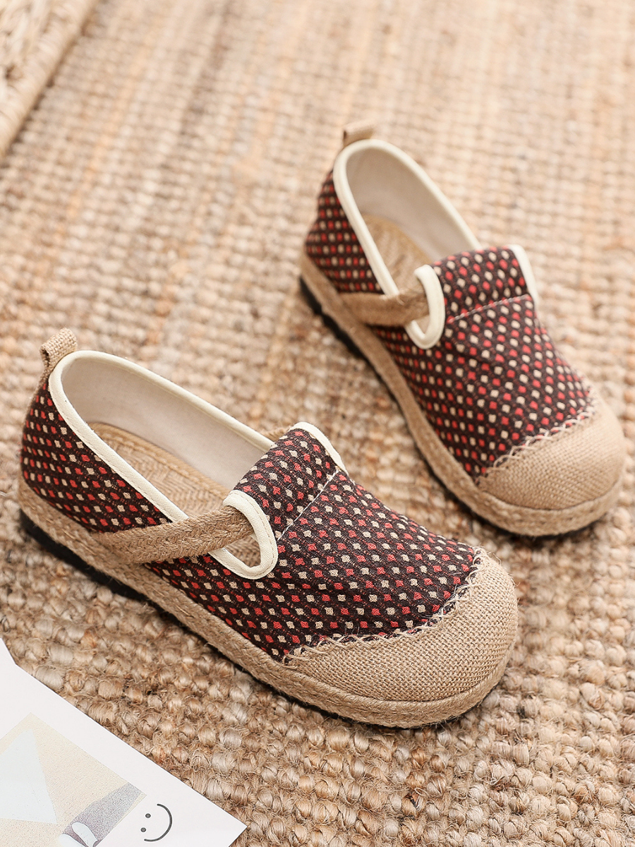 Cactus Rose | Gypsophila Print Linen Brown Espadrilles