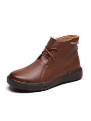 Rumour Has It | Modern Lace-Up Leather Ankle Boots - Brown