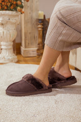 SMAIBULUN Ugg | WOOL LINED SUEDE SLIPPER - BROWN