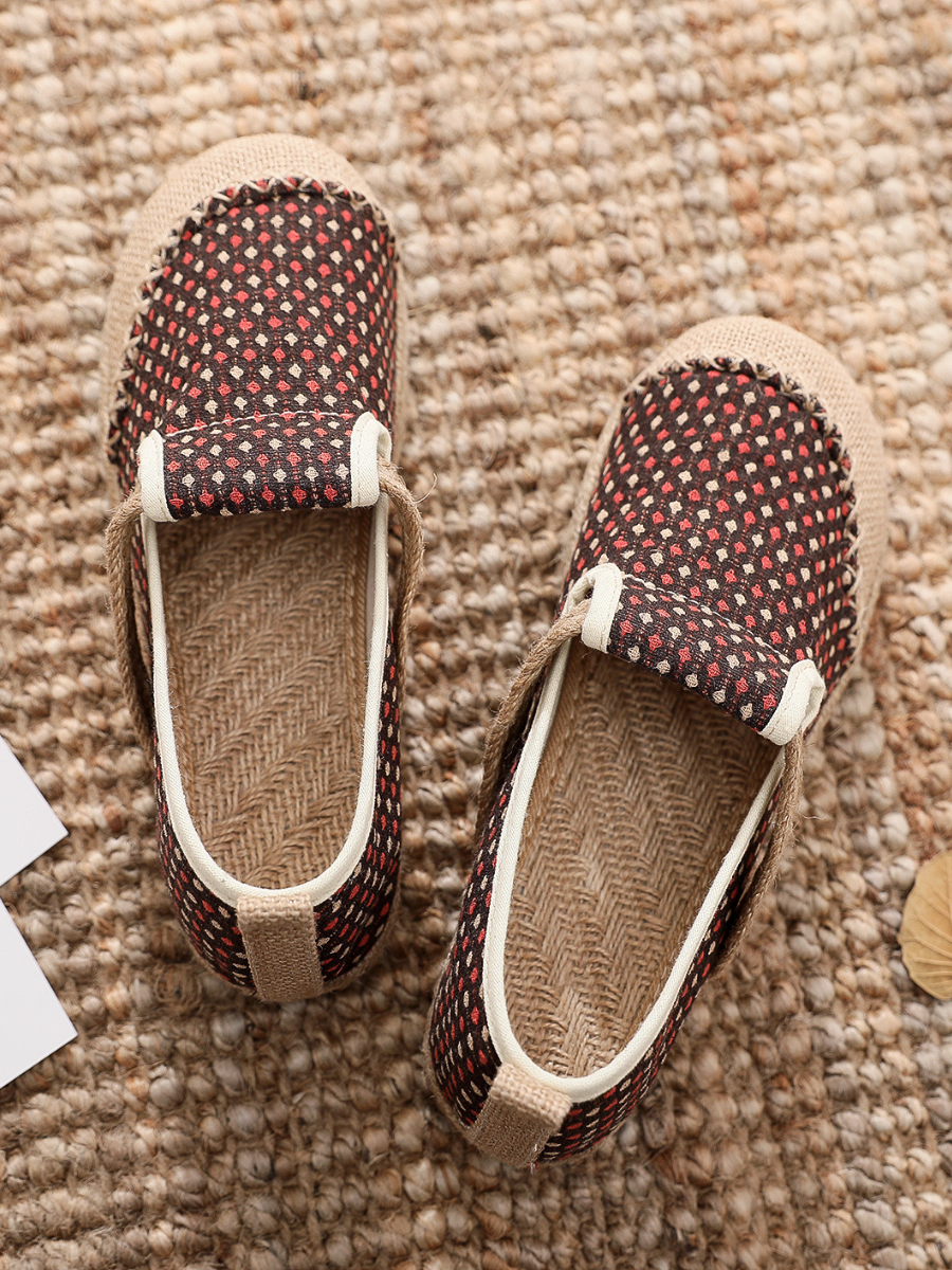 Cactus Rose | Gypsophila Print Linen Brown Espadrilles