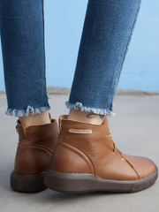 Rumour Has It | Modern Lace-Up Leather Ankle Boots - Brown