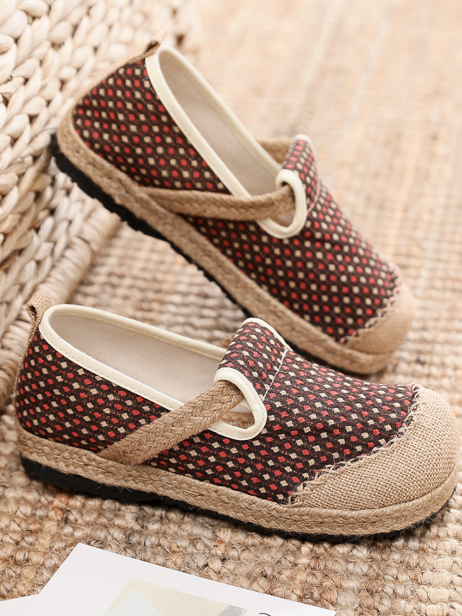 Cactus Rose | Gypsophila Print Linen Brown Espadrilles