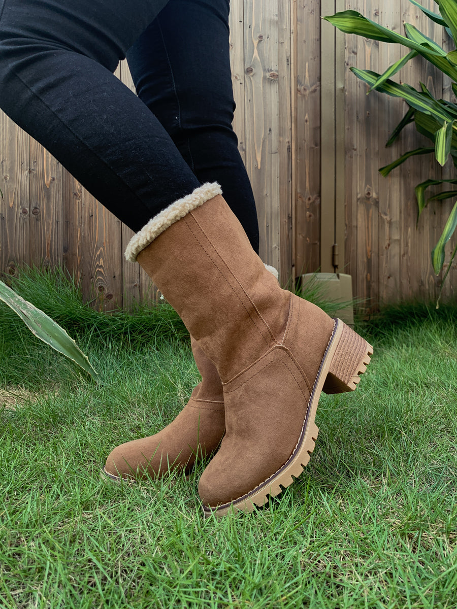 En Bloom | Plush-Lined Fold-Over Boot - Brown