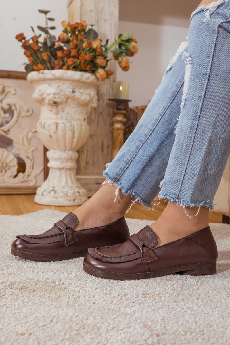 RUMOUR HAS IT| HENRY LEATHER LOAFER  - BROWN