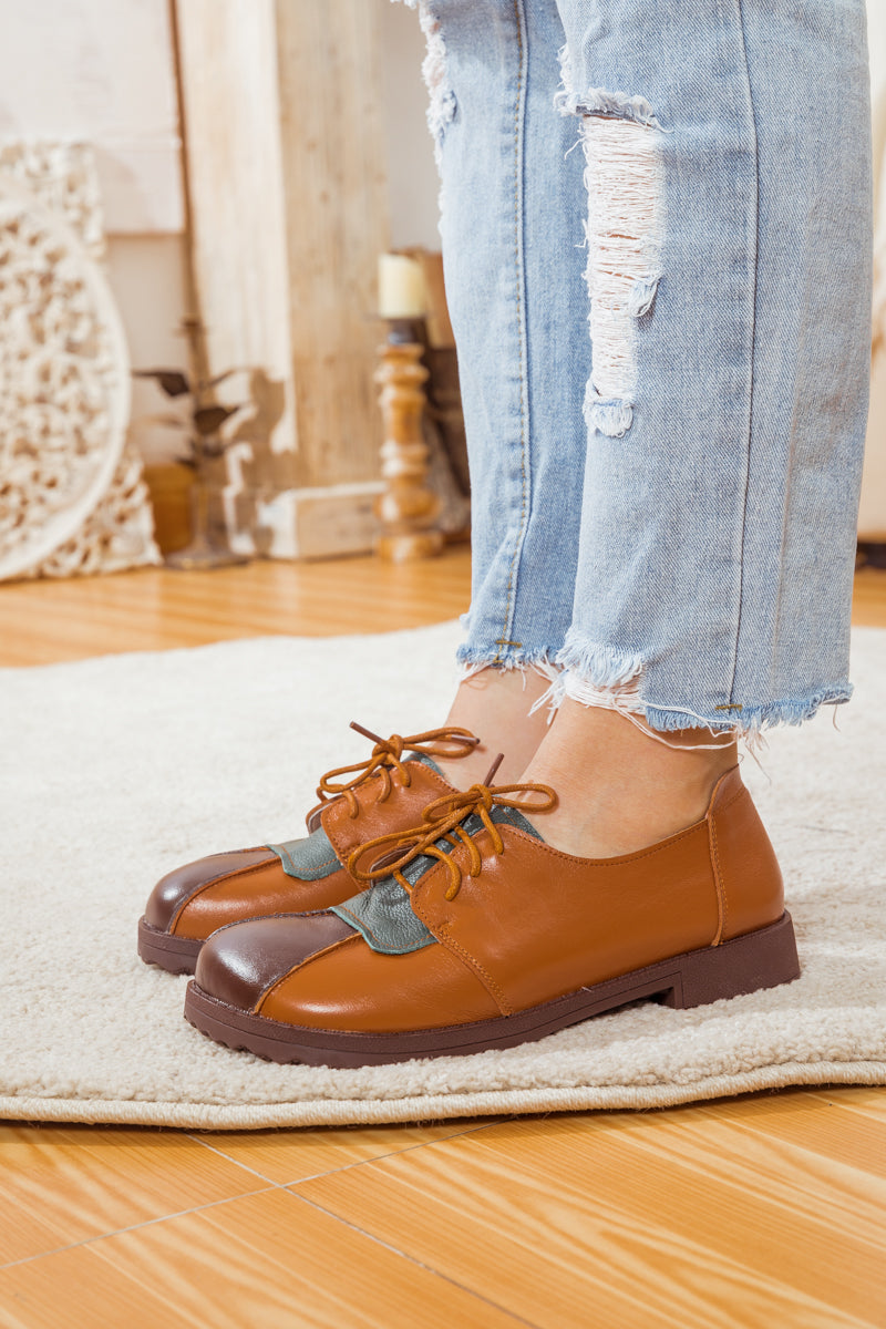 RUMOUR HAS IT| COLOR BLOCK LEATHER SNEAKER BROWN