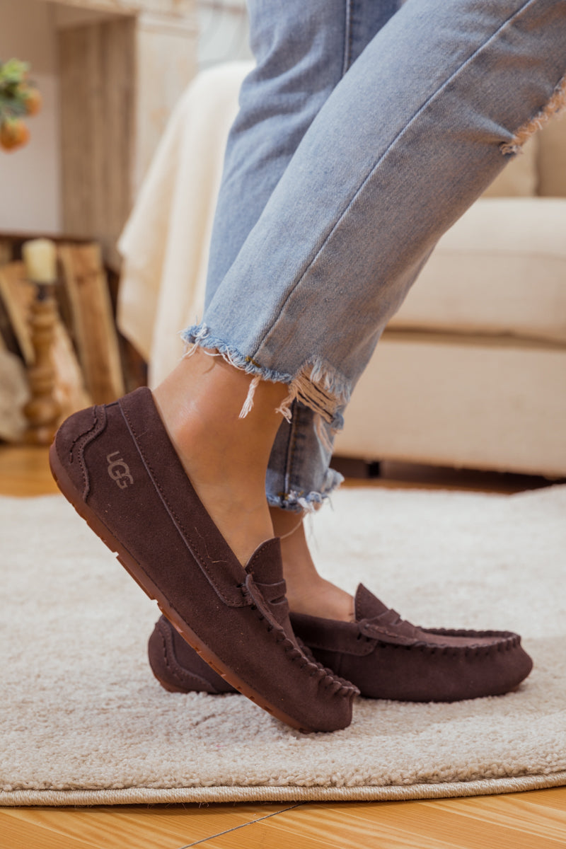 SMAIBULUN Ugg | LEATHER SUEDE MOCCASIN LOAFER - BROWN