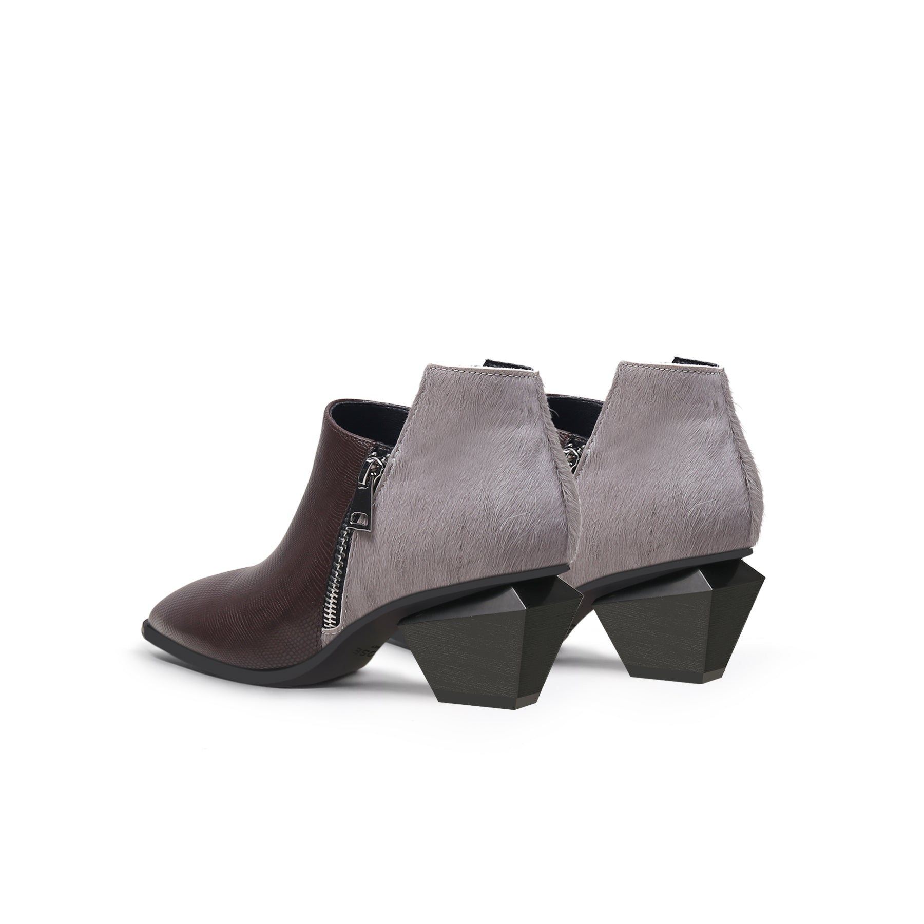 Jady Rose | Block Heel Leather Ankle Bootie - Brown