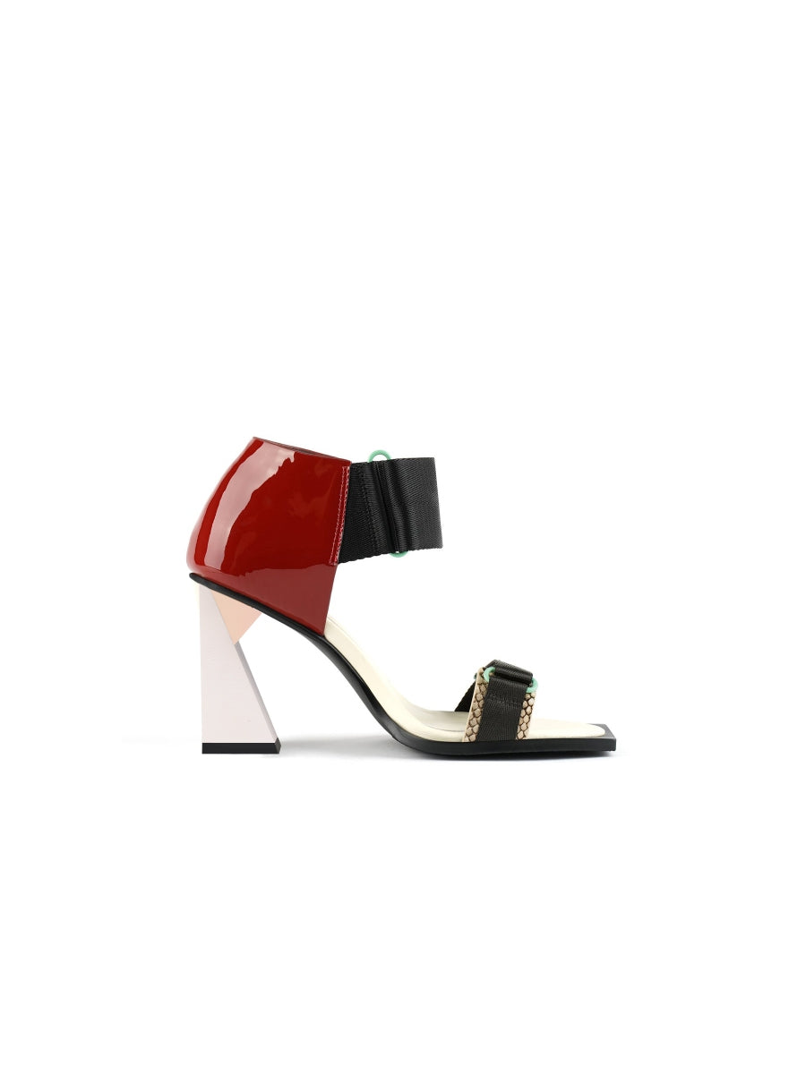 JadyRose | ALIDIA Block Color Leather Heel Sandal