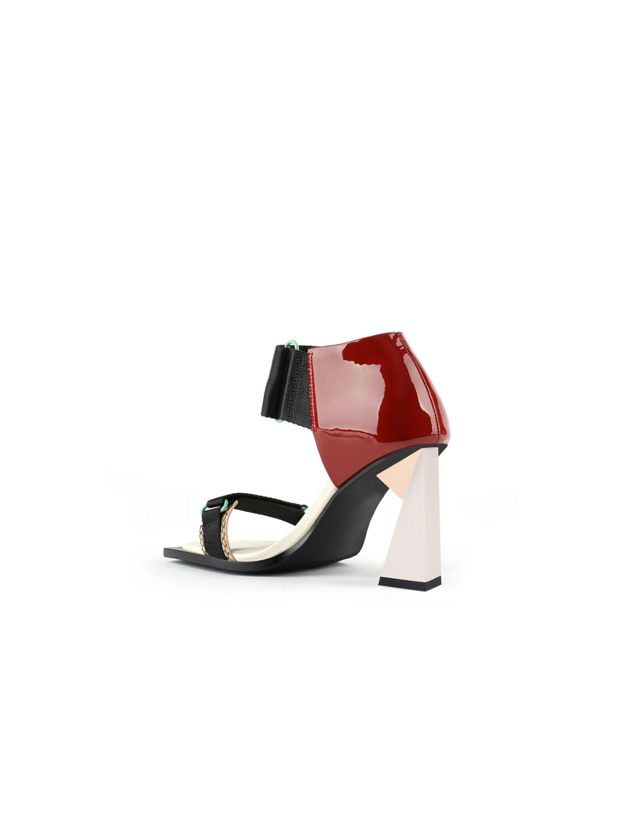 JadyRose | ALIDIA Block Color Leather Heel Sandal