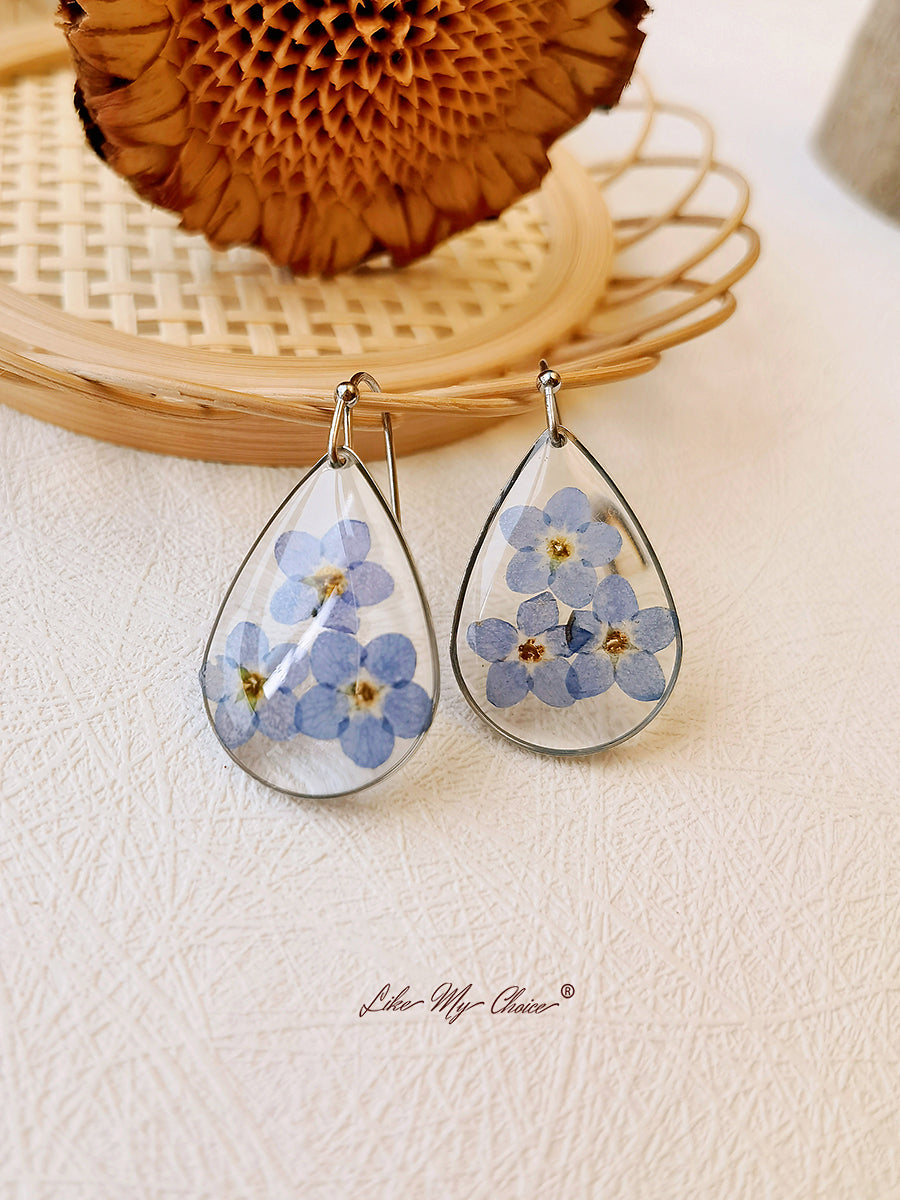 Forget me Nots FlowerEarrings Teardrop Dangle Earring