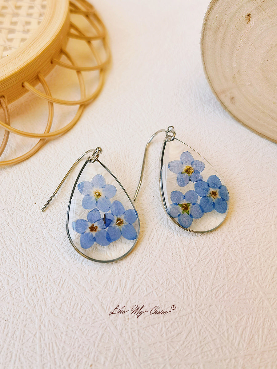 Forget me Nots FlowerEarrings Teardrop Dangle Earring