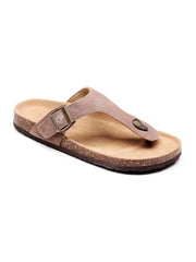 Maibulun | Camel Suede T-Strap Leather Sandals