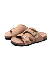 Maibulun | Camel Criss Cross Wrap Suede Sandals Slides