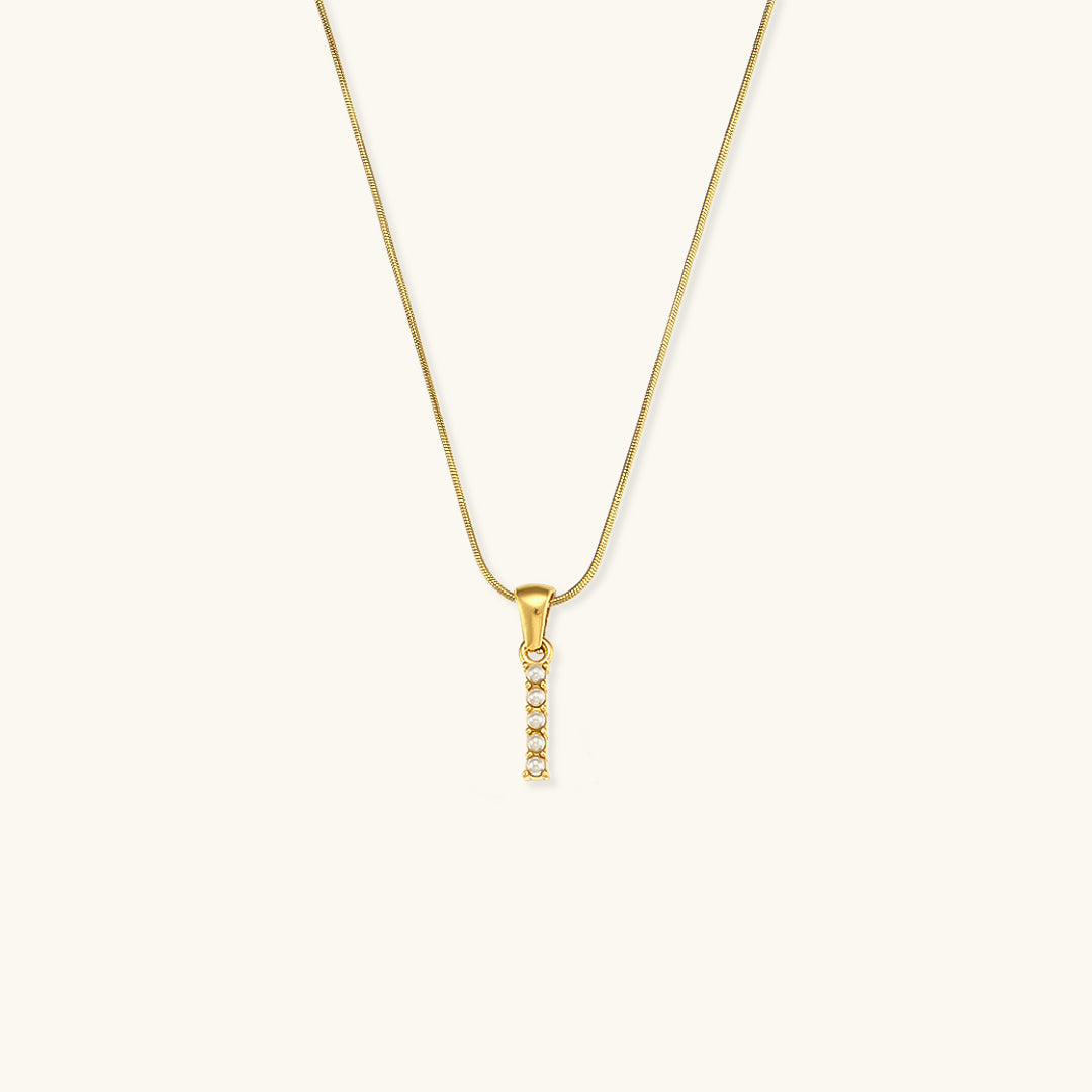 Celeste - Gold Pearl Letter Necklace