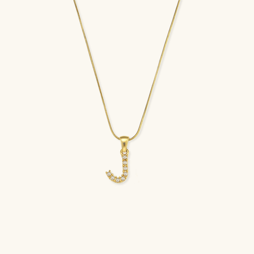 Celeste - Gold Pearl Letter Necklace