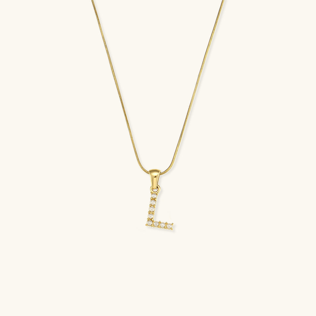 Celeste - Gold Pearl Letter Necklace