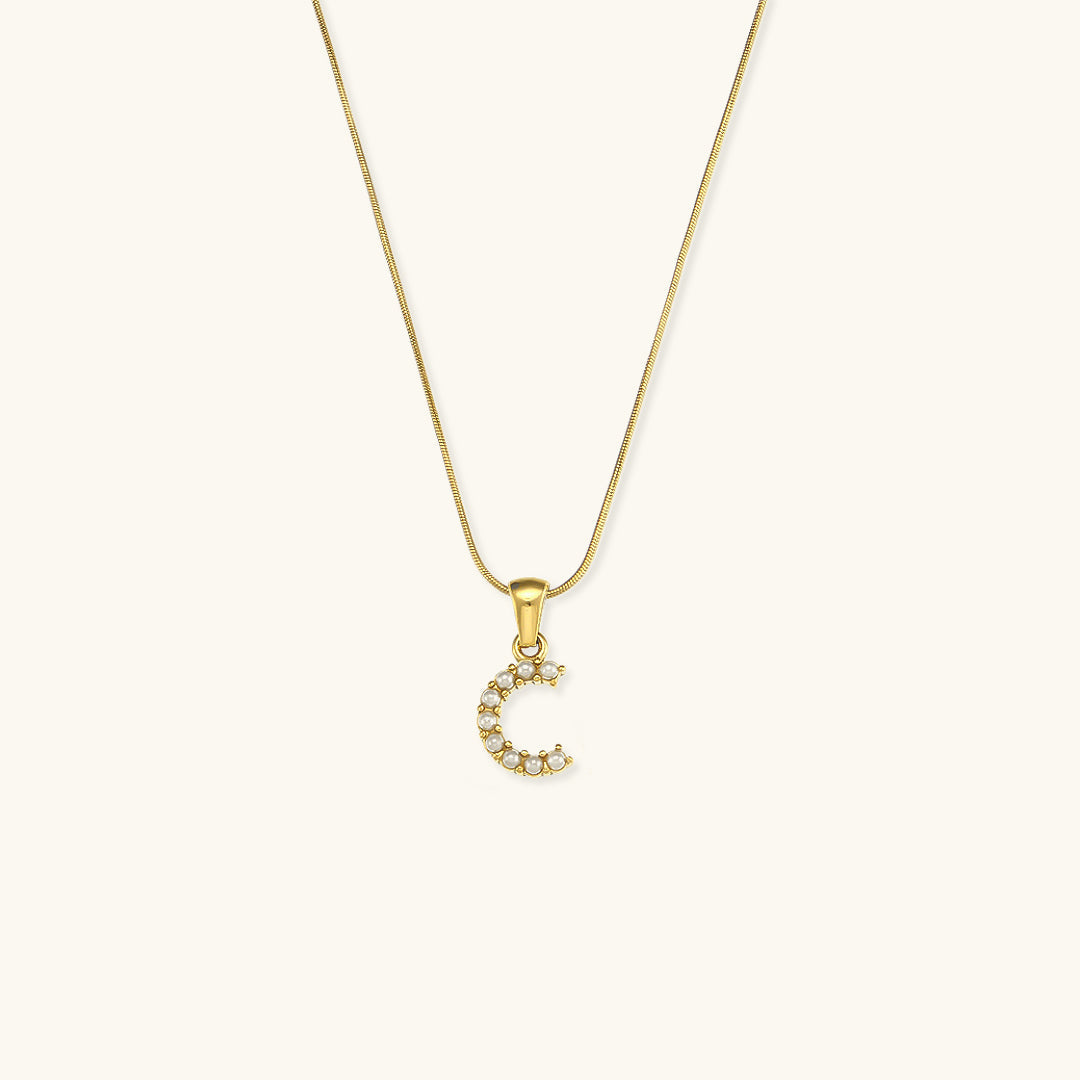 Celeste - Gold Pearl Letter Necklace