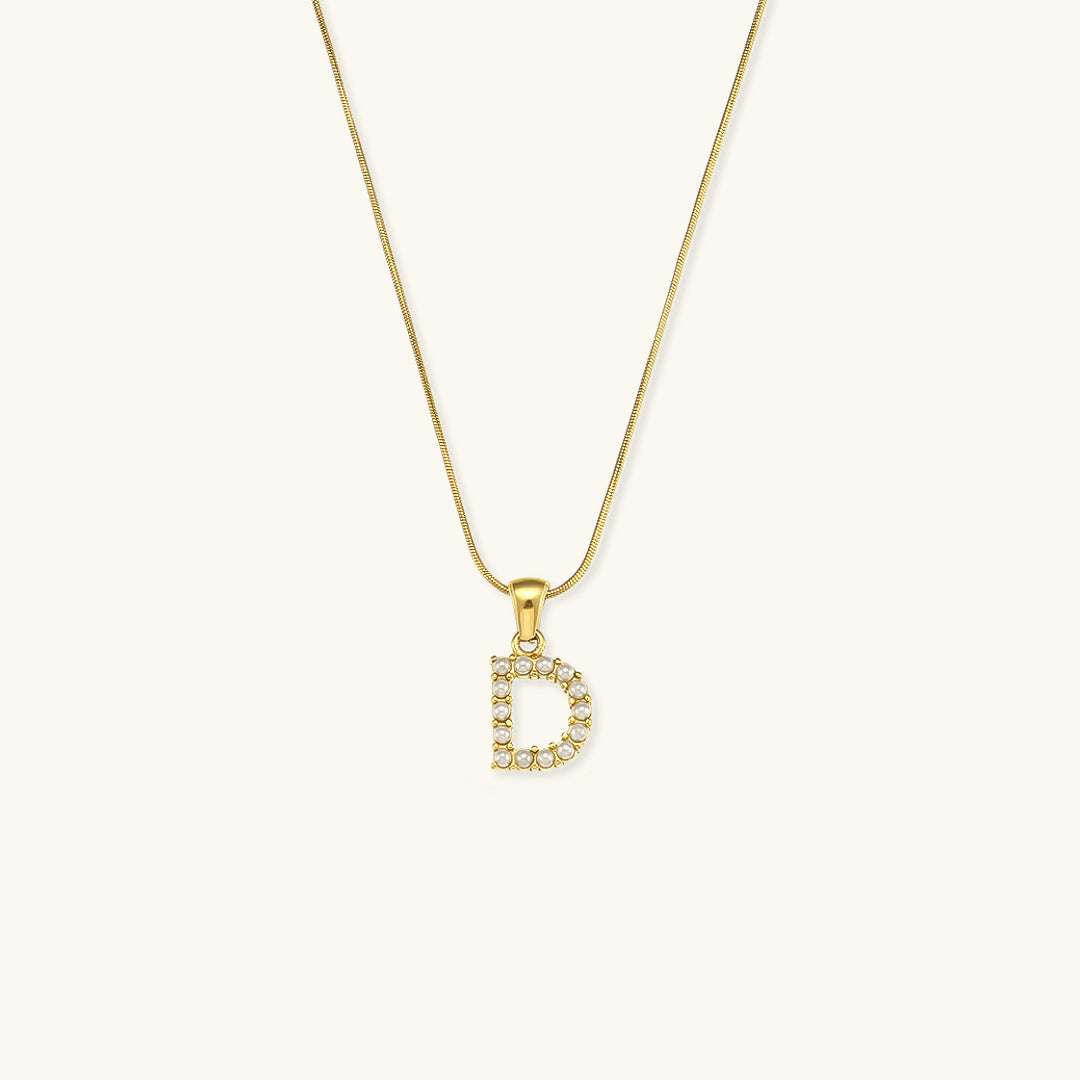 Celeste - Gold Pearl Letter Necklace