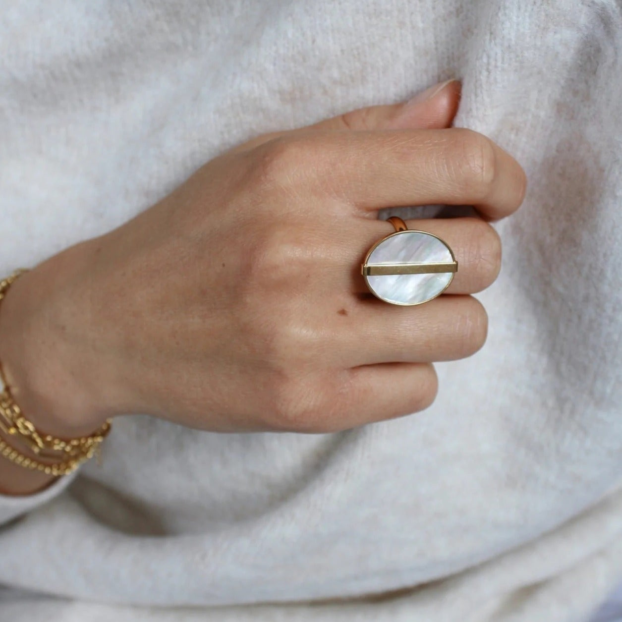 Celeste Gold Disc Ring